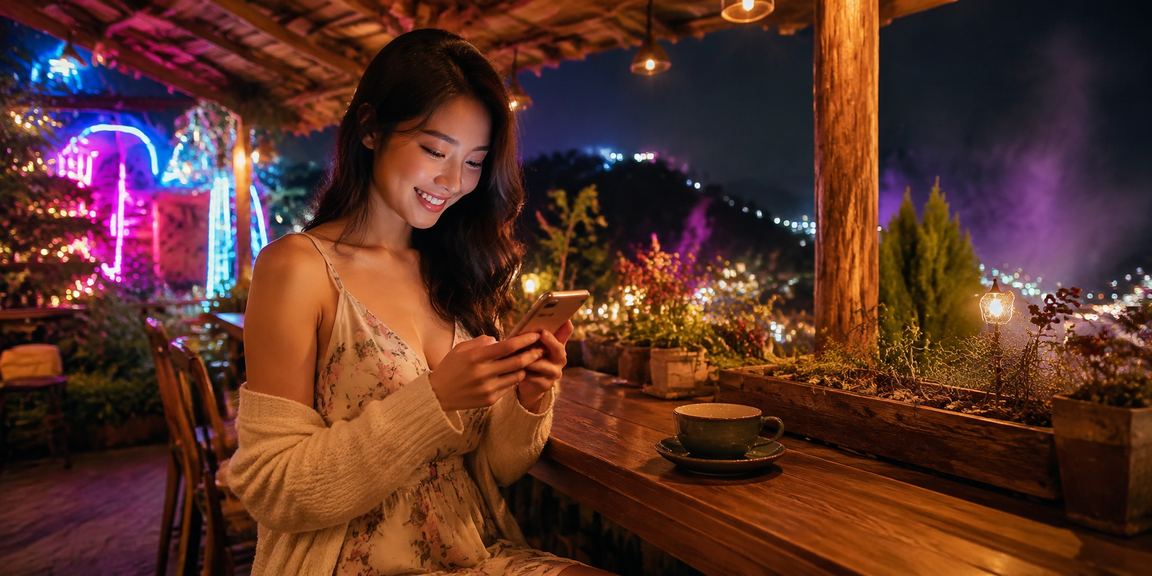 Người dùng Đà Lạt xem ưu đãi xổ số trong không gian cà phê yên tĩnh